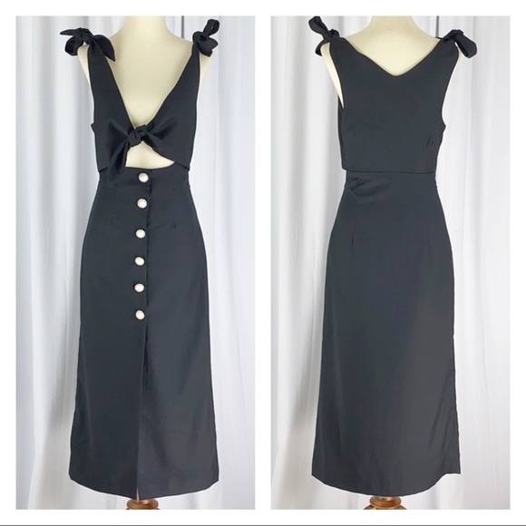 Alice McCall Nara Cutout Midi Tie Dress Black Size 2 NWT *Missing Button - Picture 2 of 8
